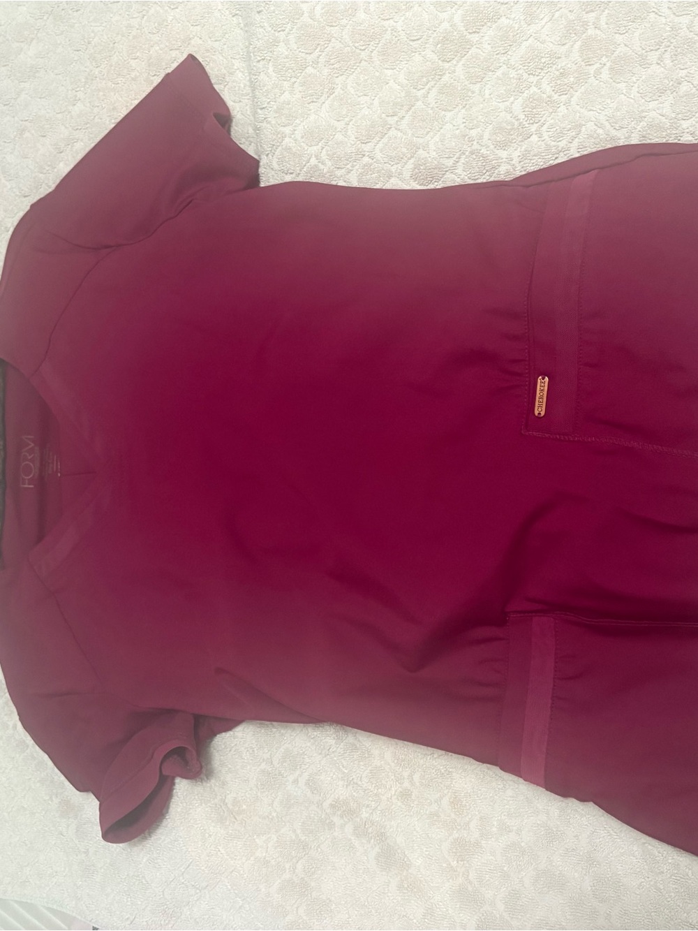 Cherokee Women's Short Sleeve Scrub Top - Burgundy